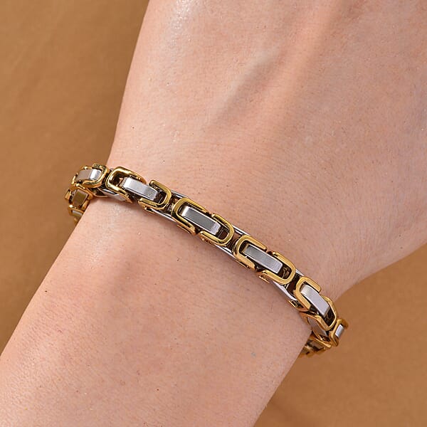Shop Lc Byzantine Chain Bracelet In ION Plated YG And Stainless Steel (7.5-9.5In)
