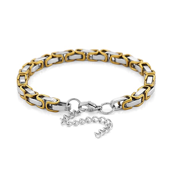 Shop Lc Byzantine Chain Bracelet In ION Plated YG And Stainless Steel (7.5-9.5In)