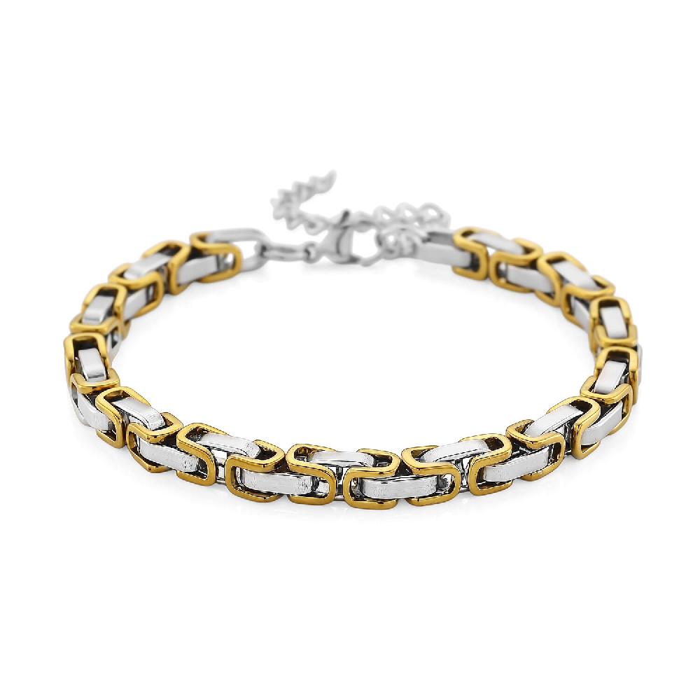 shop lc Byzantine Chain Bracelet in ION Plated YG and Stainless Steel (7.5-9.5In)