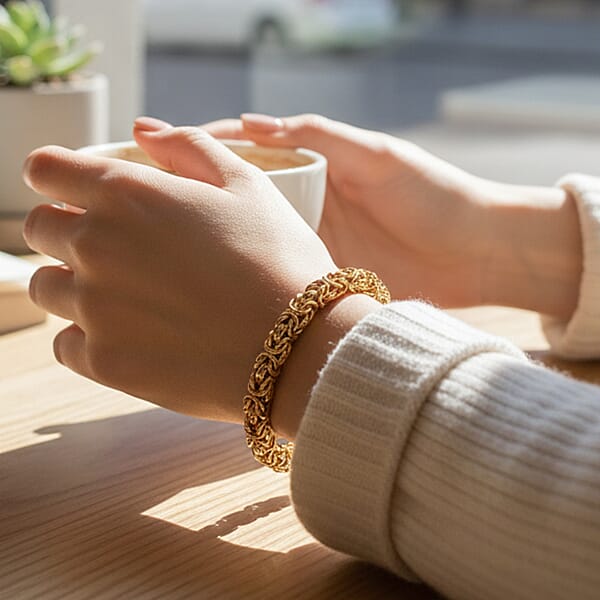 Shop Lc Byzantine Chain Bracelet In ION Plated YG Stainless Steel (7.0-8.5In)