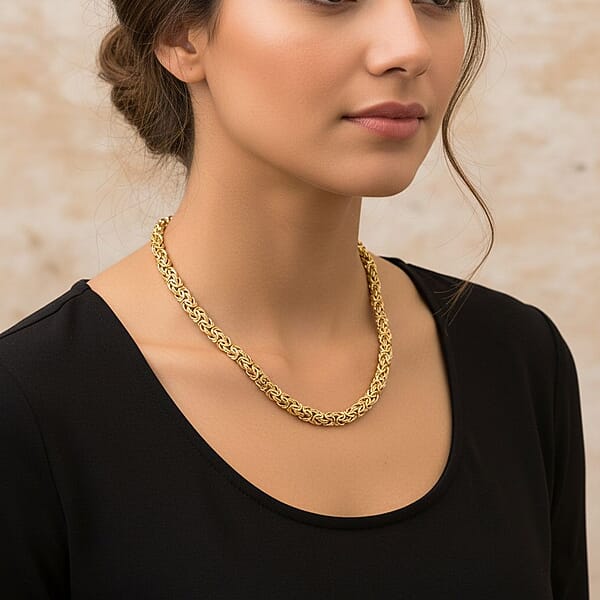 Shop Lc Byzantine Chain Necklace In 14K Yellow Gold 24.10 Grams 18 Inches