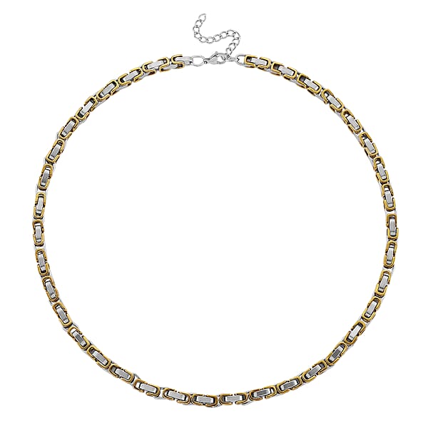 Shop Lc Byzantine Chain Necklace In ION Plated YG And Stainless Steel 20-22 Inches