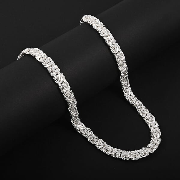 Shop Lc Byzantine Chain Necklace In Sterling Silver 23.3 Grams 20 Inches