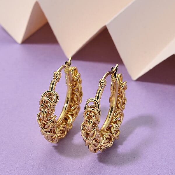 Shop Lc Byzantine Hoop Earrings In ION Plated YG Stainless Steel