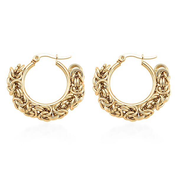 Shop Lc Byzantine Hoop Earrings In ION Plated YG Stainless Steel