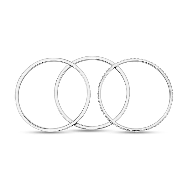 Shop Lc Calvin Klein Set Of 3 - Simulated Diamond Bangle Bracelet In Stainless Steel (7.00 In) 4.00 Ctw