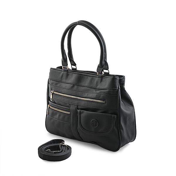 Shop Lc Cee Klein Black Faux Leather Multi-Compartment Shoulder Bag