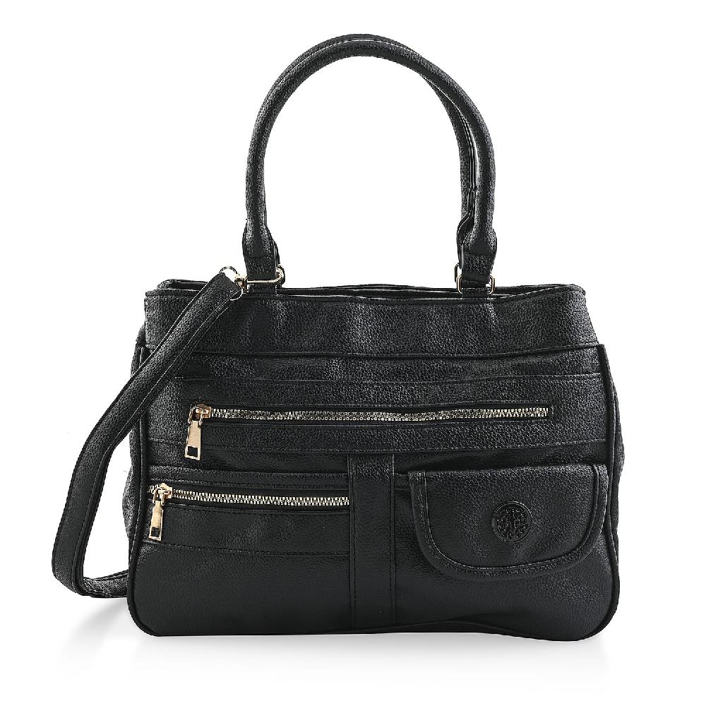 shop lc Cee Klein Black Faux Leather Multi-Compartment Shoulder Bag