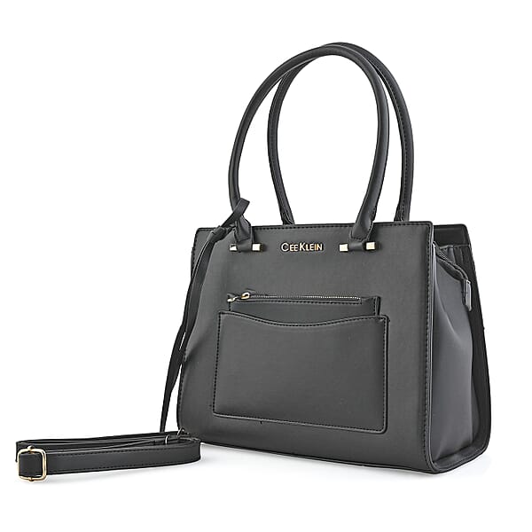 Shop Lc Cee Klein Black Faux Leather Shoulder Bag With Top Zipper