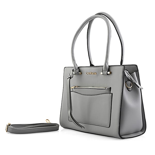 Shop Lc Cee Klein Gray Faux Leather Shoulder Bag With Top Zipper