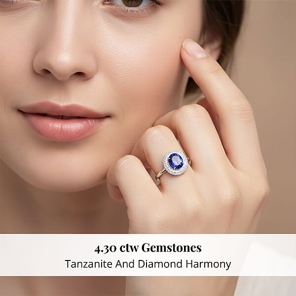 Shop Lc Celebration Rhapsody AAAA Premium Tanzanite Diamond E-F VS 4.30 Ctw Ring In 950 Platinum