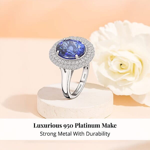 Shop Lc Celebration Rhapsody AAAA Premium Tanzanite Diamond E-F VS 4.30 Ctw Ring In 950 Platinum