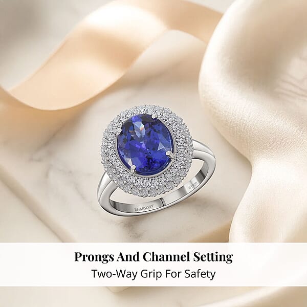 Shop Lc Celebration Rhapsody AAAA Premium Tanzanite Diamond E-F VS 4.30 Ctw Ring In 950 Platinum