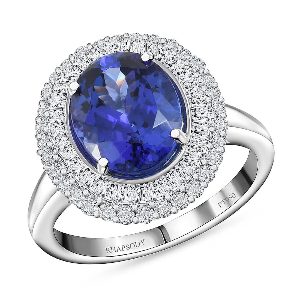 shop lc Celebration Rhapsody AAAA Premium Tanzanite Diamond E-F VS 4.30 ctw Ring in 950 Platinum