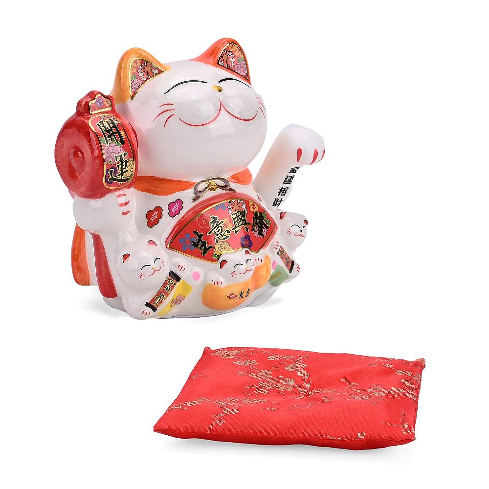 shop lc Ceramic Money Cat Decoration Shengyixinlong - Business is Booming (2xAAA Not Included)
