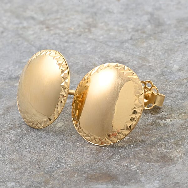 Shop Lc Cerchi Studs Italian 10K Yellow Gold Diamond-Cut Round Stud Earrings 1.43 Grams