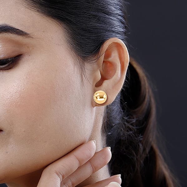 Shop Lc Cerchi Studs Italian 10K Yellow Gold Diamond-Cut Round Stud Earrings 1.43 Grams