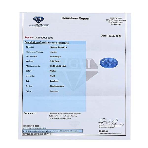 Shop Lc Certified 3.00 Ctw Oval Tanzanite Loose Gemstone – AAAA Grade Free Size