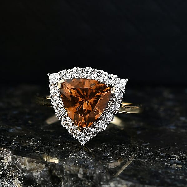 Shop Lc Certified AAA Golden Turkizite Lab Grown Diamond (G-H SI) Ring In 10K Yellow Gold 3.42 Ctw