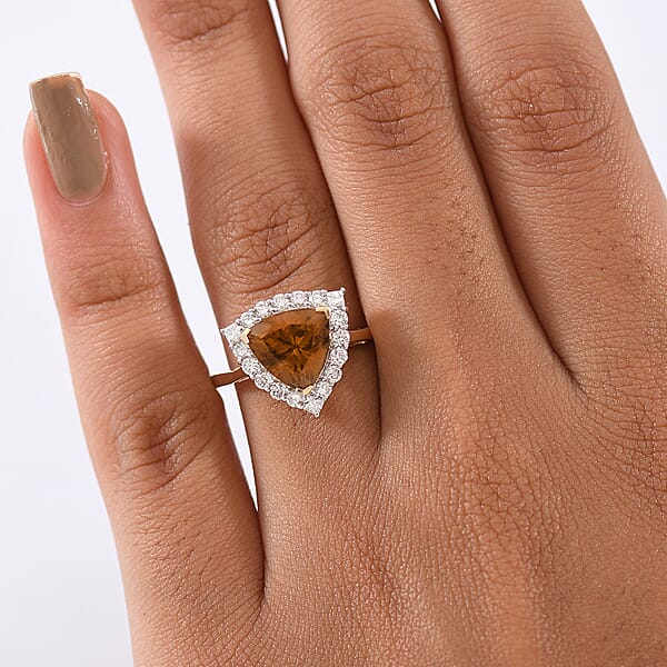 Shop Lc Certified AAA Golden Turkizite Lab Grown Diamond (G-H SI) Ring In 10K Yellow Gold 3.42 Ctw
