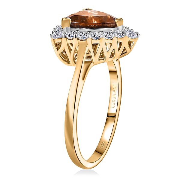 Shop Lc Certified AAA Golden Turkizite Lab Grown Diamond (G-H SI) Ring In 10K Yellow Gold 3.42 Ctw