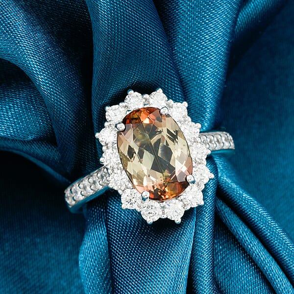 Shop Lc Certified AAA Jenipapo Andalusite Lab Grown Diamond Ring In 10K White Gold 3.50 Ctw