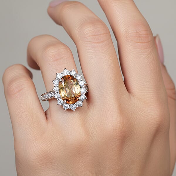 Shop Lc Certified AAA Jenipapo Andalusite Lab Grown Diamond Ring In 10K White Gold 3.50 Ctw