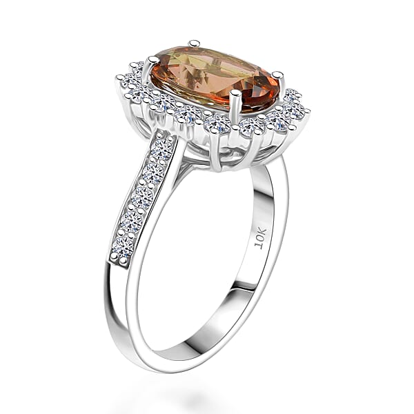 Shop Lc Certified AAA Jenipapo Andalusite Lab Grown Diamond Ring In 10K White Gold 3.50 Ctw