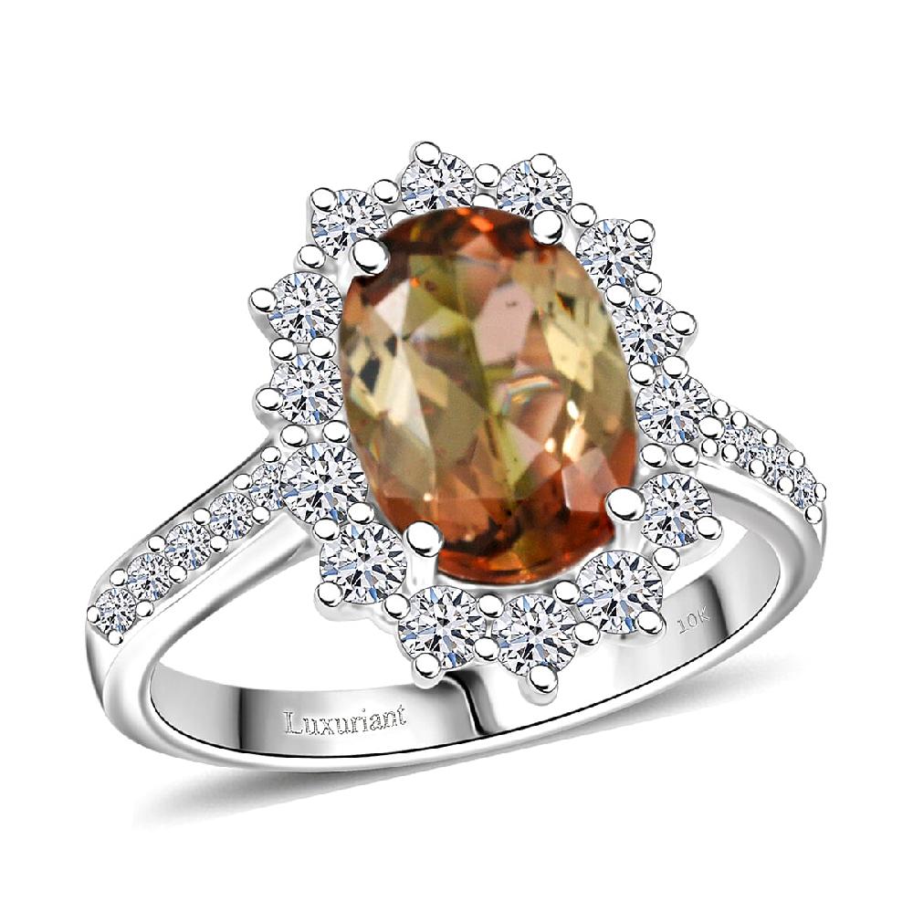 shop lc Certified AAA Jenipapo Andalusite Lab Grown Diamond Ring in 10K White Gold 3.50 ctw