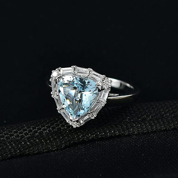 Shop Lc Certified AAA Mangoro Aquamarine Lab Grown Diamond Ring In 10K White Gold 2.50 Ctw