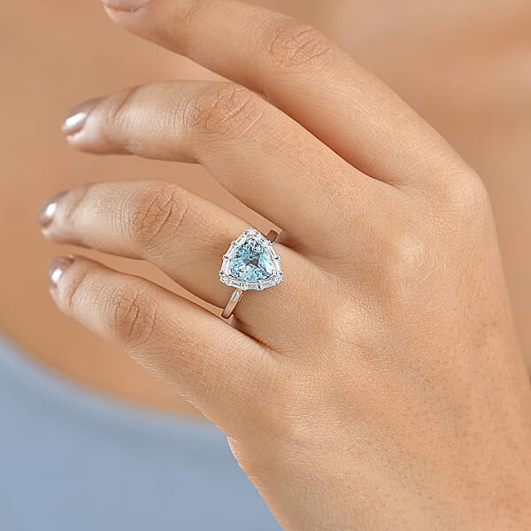 Shop Lc Certified AAA Mangoro Aquamarine Lab Grown Diamond Ring In 10K White Gold 2.50 Ctw