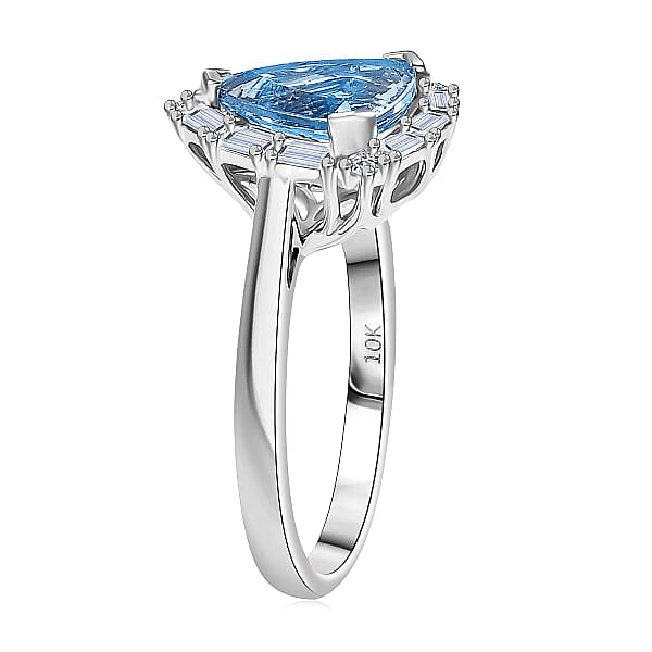 Shop Lc Certified AAA Mangoro Aquamarine Lab Grown Diamond Ring In 10K White Gold 2.50 Ctw