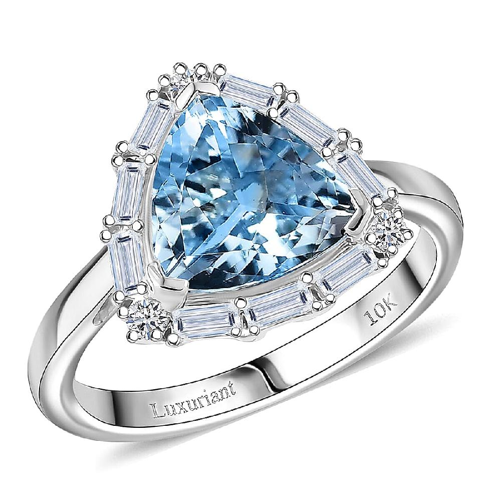 shop lc Certified AAA Mangoro Aquamarine Lab Grown Diamond Ring in 10K White Gold 2.50 ctw