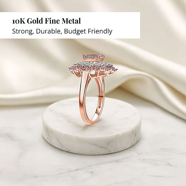 Shop Lc Certified AAA Marropino Morganite Lab Grown Diamond Ring In 10K Rose Gold 3.87 Ctw