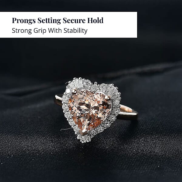 Shop Lc Certified AAA Marropino Morganite Lab Grown Diamond Ring In 10K Rose Gold 3.87 Ctw
