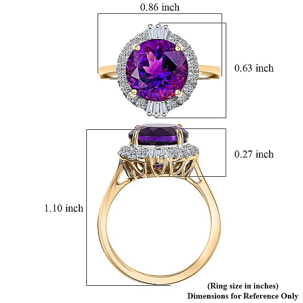 Shop Lc Certified AAA Moroccan Amethyst Diamond Halo Ring In 10K Yellow Gold 4.34 Ctw (Size 10.0)