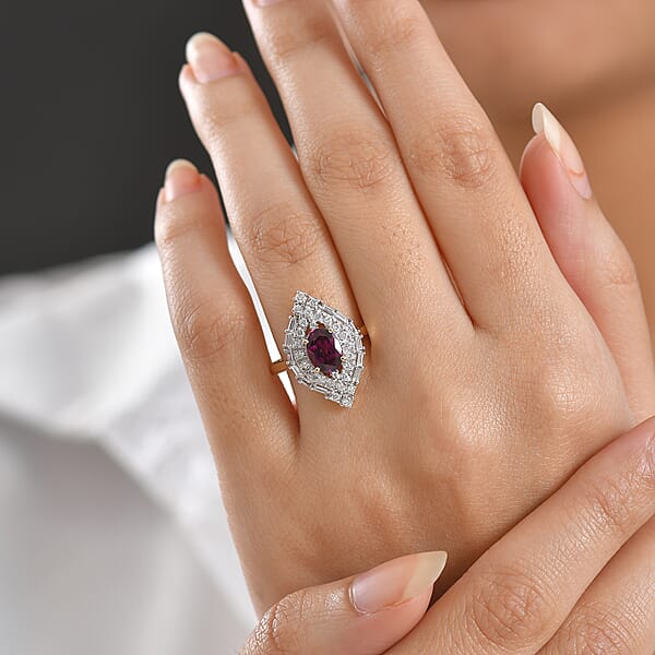 Shop Lc Certified AAA Radiant Ember Garnet Lab-Grown Diamond Ring In 10K Yellow Gold 2.06 Ctw