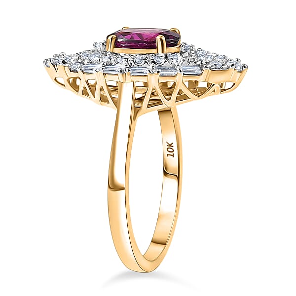 Shop Lc Certified AAA Radiant Ember Garnet Lab-Grown Diamond Ring In 10K Yellow Gold 2.06 Ctw