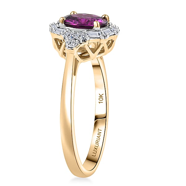 Shop Lc Certified AAA Radiant Ember Garnet Lab Grown Diamond Ring In 10K Yellow Gold 1.75 Ctw