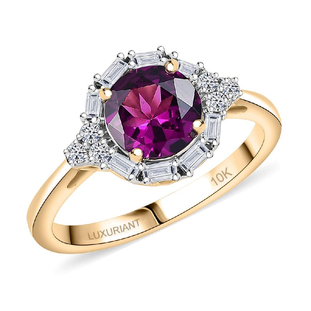 shop lc Certified AAA Radiant Ember Garnet Lab Grown Diamond Ring in 10K Yellow Gold 1.75 ctw