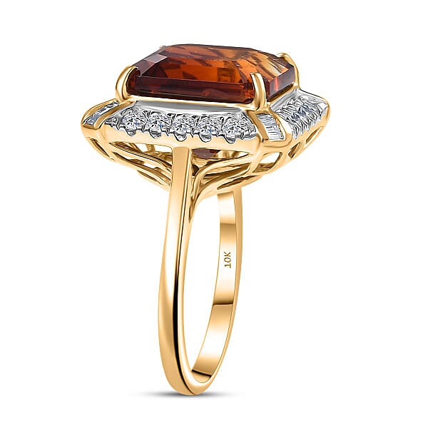 Shop Lc Certified AAA Santa Ana Madeira Citrine Diamond Art Deco Ring In 10K Yellow Gold 8.50 Ctw