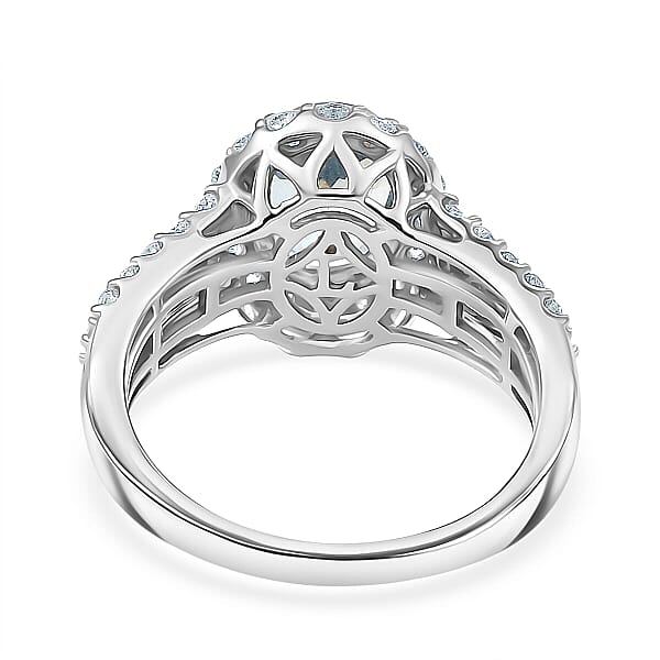Shop Lc Certified AAA Santa Maria Aquamarine Diamond Ring In 10K White Gold 2.71 Ctw