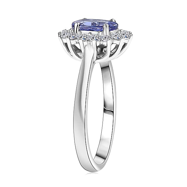 Shop Lc Certified AAA Tanzanite Lab Grown Diamond Halo Ring In 10K White Gold 1.40 Ctw