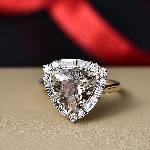 Shop Lc Certified AAA Turkizite Diamond Halo Ring In 10K Yellow Gold 5.85 Ctw
