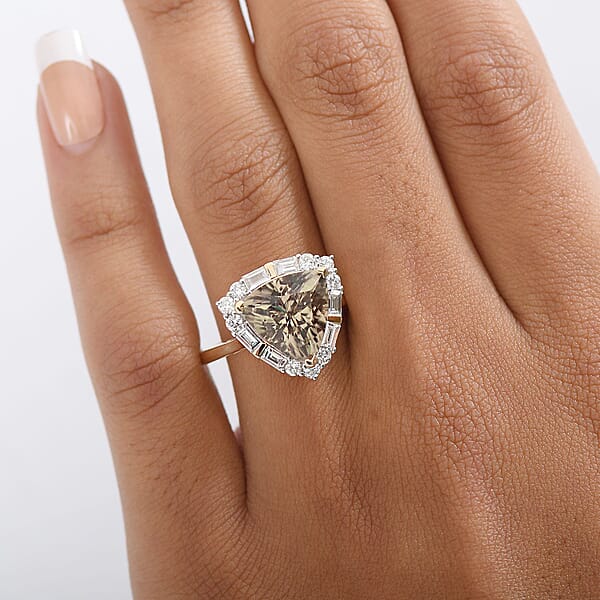 Shop Lc Certified AAA Turkizite Diamond Halo Ring In 10K Yellow Gold 5.85 Ctw
