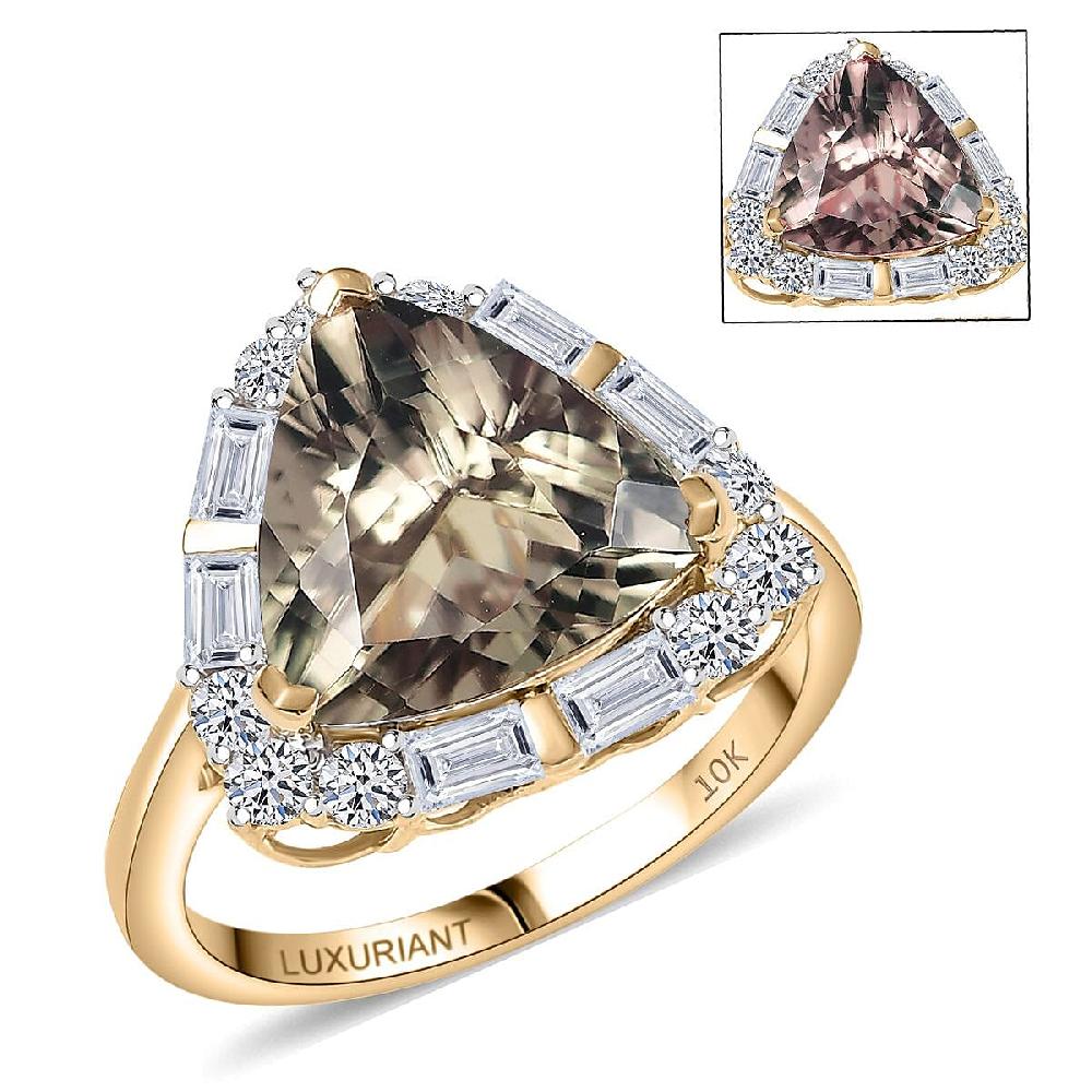 shop lc Certified AAA Turkizite Diamond Halo Ring in 10K Yellow Gold 5.85 ctw