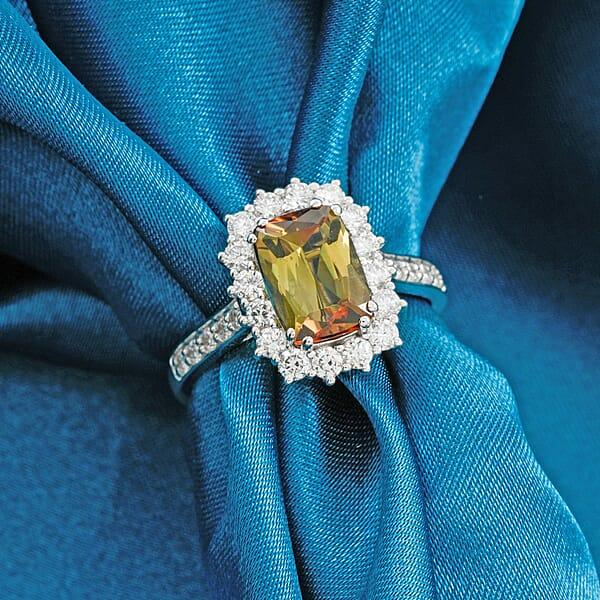 Shop Lc Certified AAAA Jenipapo Andalusite Lab Grown Diamond Ring In 10K White Gold 3.60 Ctw