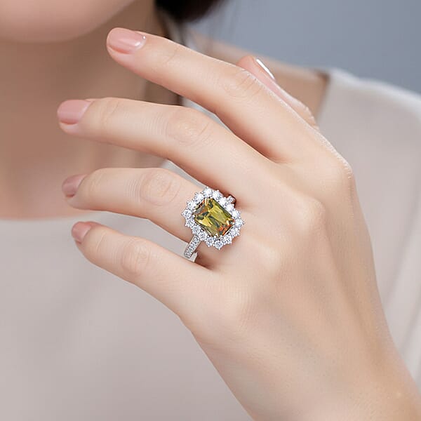 Shop Lc Certified AAAA Jenipapo Andalusite Lab Grown Diamond Ring In 10K White Gold 3.60 Ctw