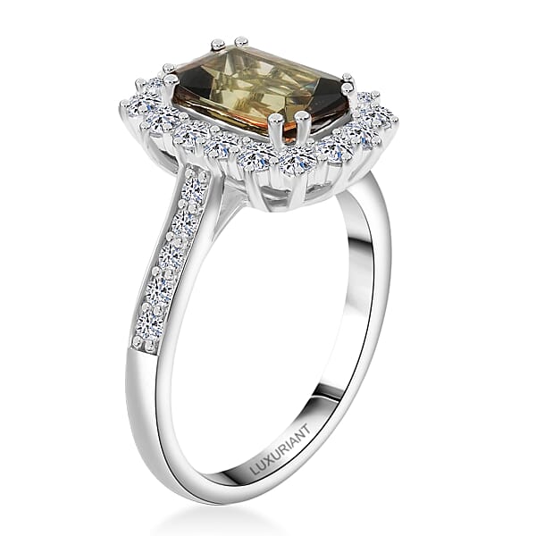 Shop Lc Certified AAAA Jenipapo Andalusite Lab Grown Diamond Ring In 10K White Gold 3.60 Ctw