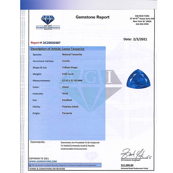Shop Lc Certified AAAA VIVID Tanzanite (Trl Free Size) Approx 8.00 Ctw